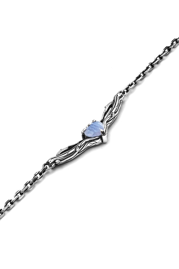 Stolen Girlfriends Club Twisted Thorn Heart Necklace - Silver/ Blue Lace Agate