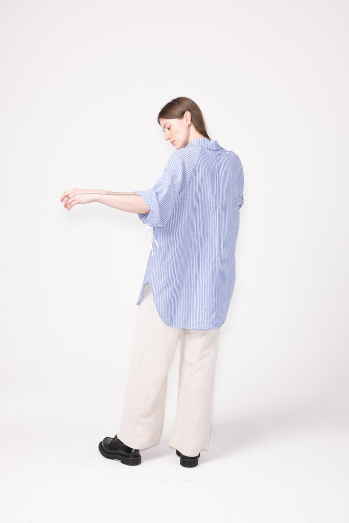 Company of Strangers Shutter Shirt - Linen- Water Stripe