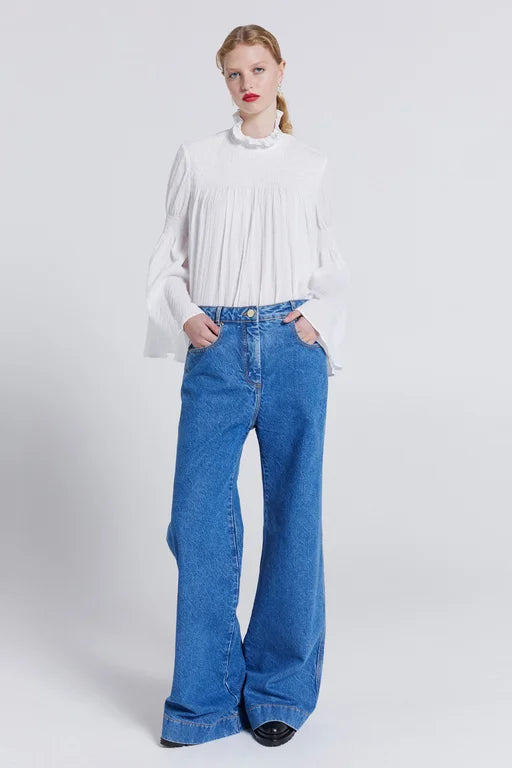 Karen Walker Outland Denim Mod Flared Jeans - Washed Denim