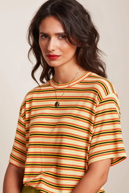 King Louie Boxy Tee - Seaside Stripe -Spring Yellow