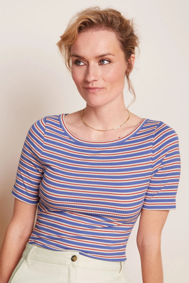 King Louie Lili Tee - Surf Stripe - Baja Blue