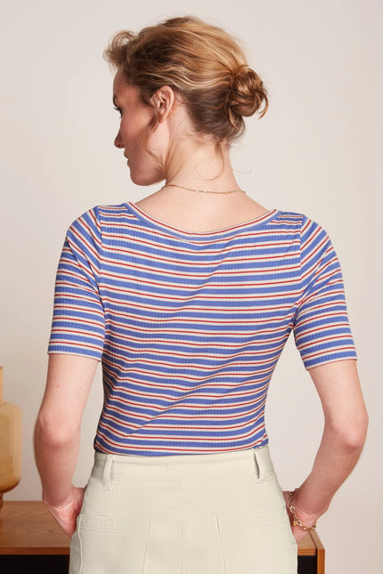 King Louie Lili Tee - Surf Stripe - Baja Blue