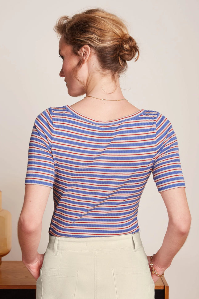 King Louie Lili Tee - Surf Stripe - Baja Blue