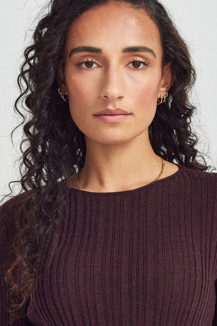 Untouched World Ella Rib Top - Noirberry