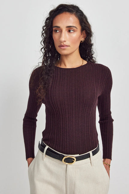 Untouched World Ella Rib Top - Noirberry
