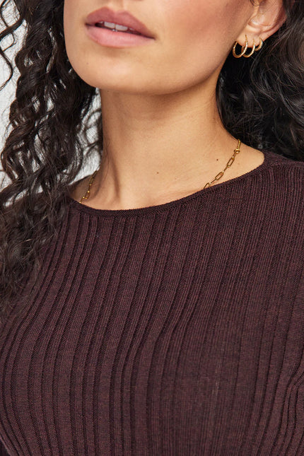 Untouched World Ella Rib Top - Noirberry