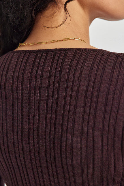 Untouched World Ella Rib Top - Noirberry