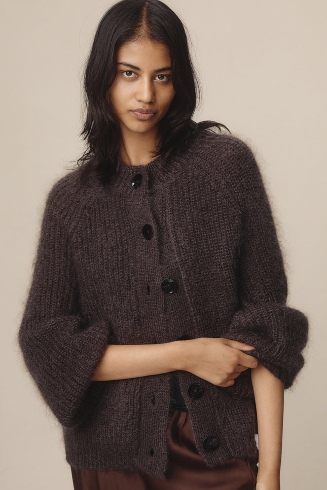 Marle Jasper Cardigan - Mohair/Merino - Tapenade