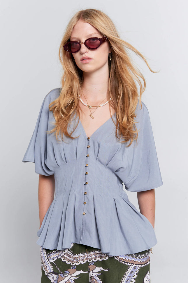 Karen Walker Florence Top - Steel Blue