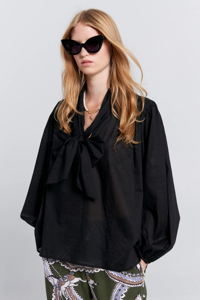 Karen Walker Reining Bow Blouse -Black