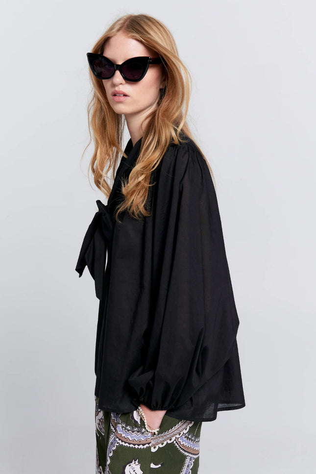 Karen Walker Reining Bow Blouse -Black