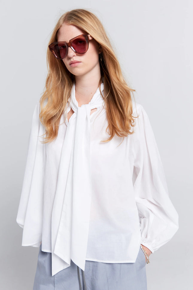 Karen Walker Reining Bow Blouse - White