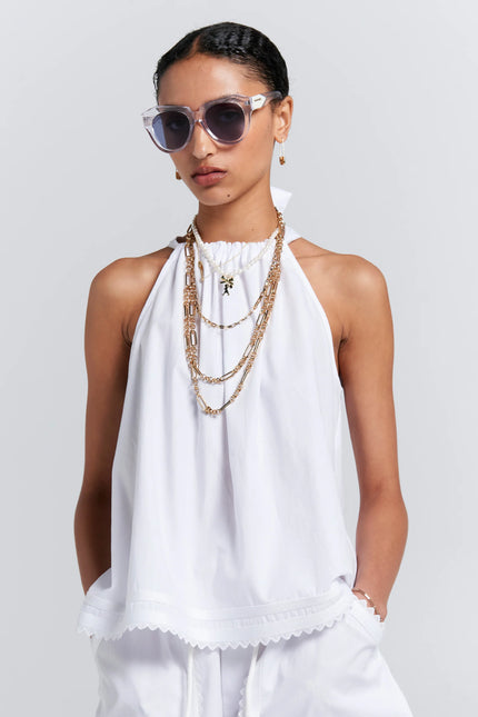 Karen Walker Scout Bow Back Top - White