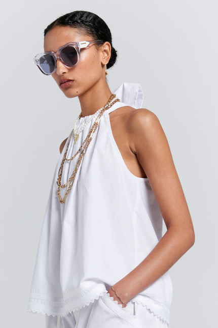 Karen Walker Scout Bow Back Top - White