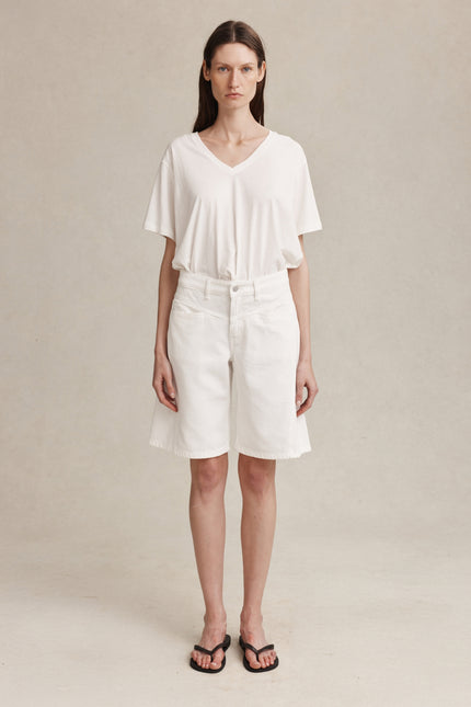 Marle Cross Stitch Jean Short - Blanc