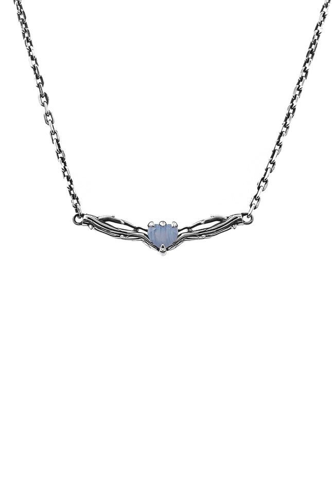 Stolen Girlfriends Club Twisted Thorn Heart Necklace - Silver/ Blue Lace Agate