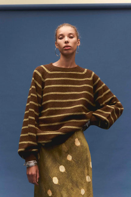 Kinga Csilla Umore Stripe Knit Jumper - Chocolate Brown