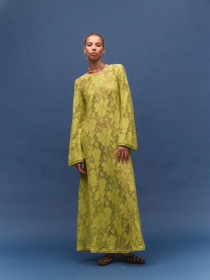 Kinga Csilla Nova Lace Cherry Maxi Dress - Citron