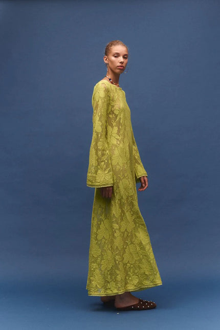 Kinga Csilla Nova Lace Cherry Maxi Dress - Citron