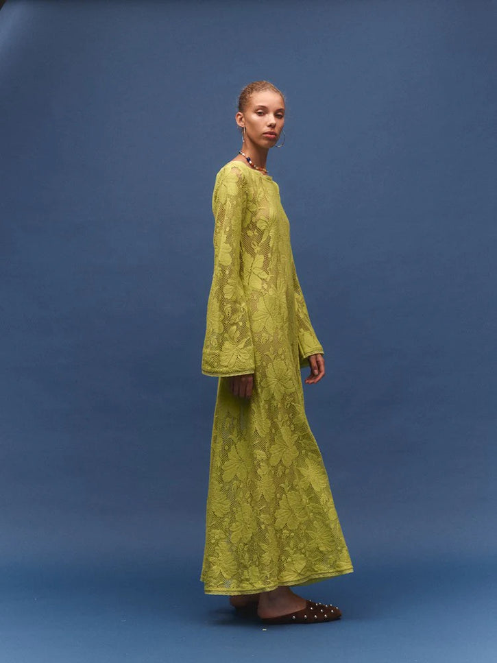 Kinga Csilla Nova Lace Cherry Maxi Dress - Citron