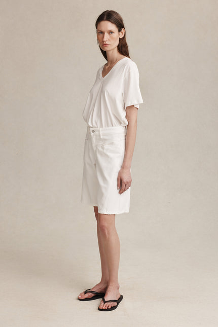 Marle Cross Stitch Jean Short - Blanc