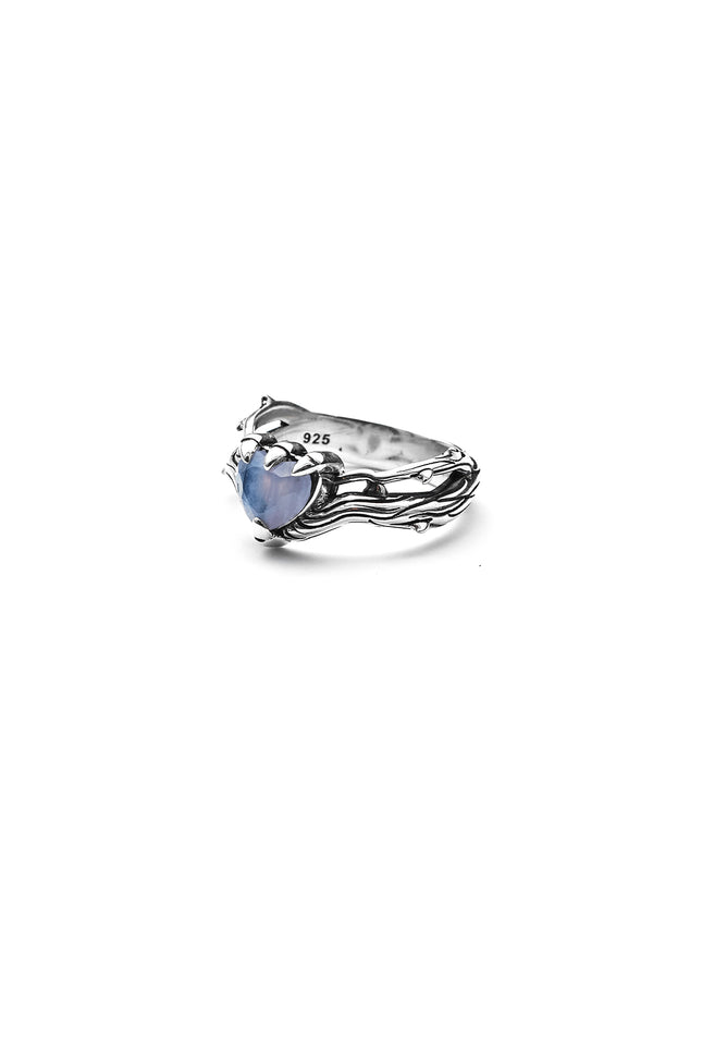 Stolen Girlfriends Club Twisted Heart Ring - Silver Blue Lace Agate