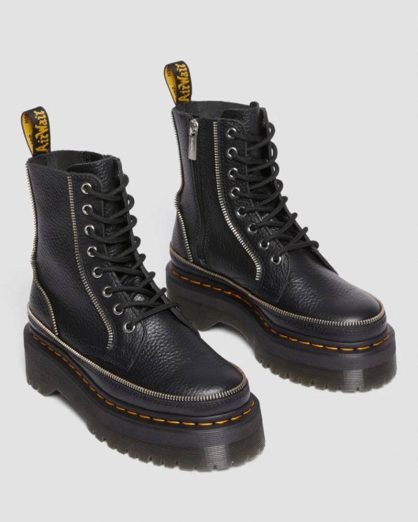 Dr. Martens Jadon Zip 8 eye Boot - Milled Nappa - Black