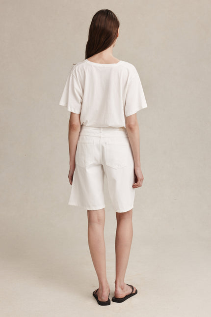 Marle Cross Stitch Jean Short - Blanc