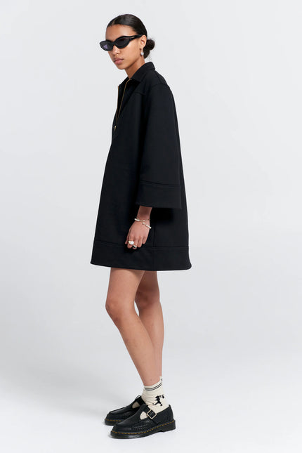Karen Walker Zip Front Sweatshirt Dress ~ Black