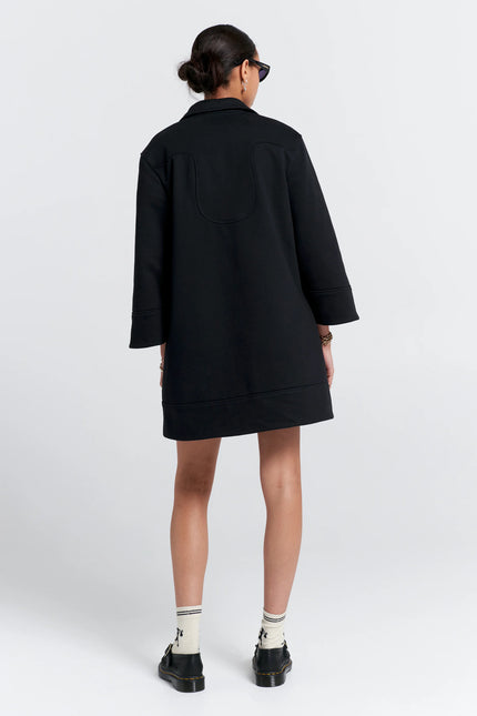 Karen Walker Zip Front Sweatshirt Dress ~ Black