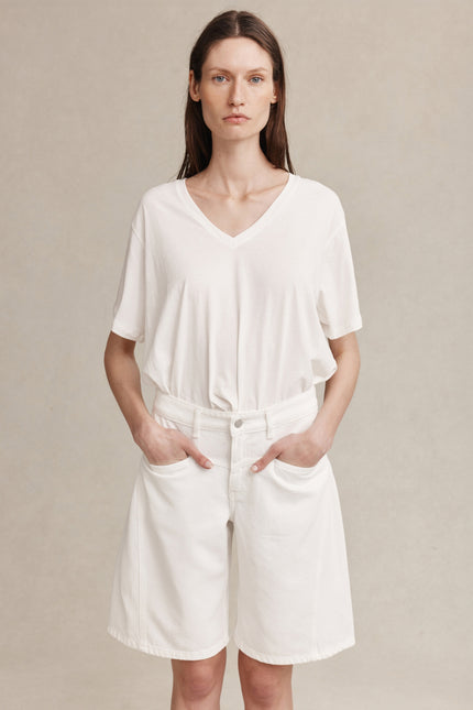 Marle Cross Stitch Jean Short - Blanc