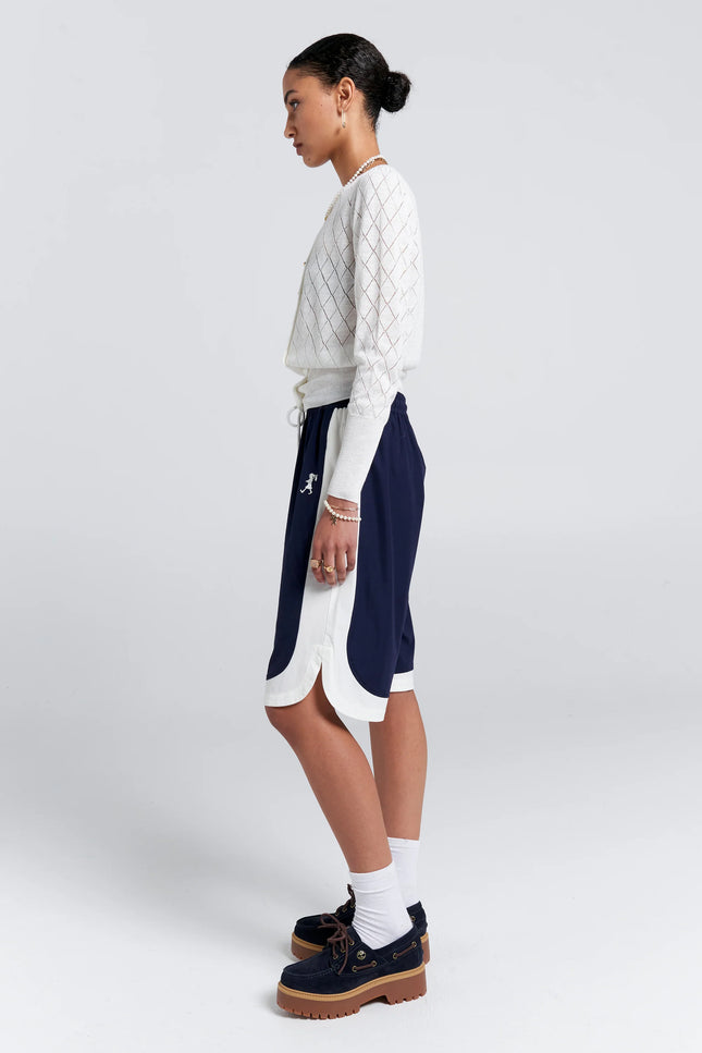 Karen Walker Velocity Runaway Shorts - Navy/Off White