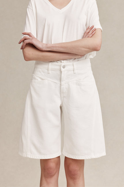 Marle Cross Stitch Jean Short - Blanc