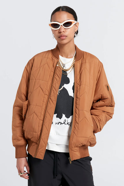 Karen Walker Quilted Bomber Jacket - Dark Tan