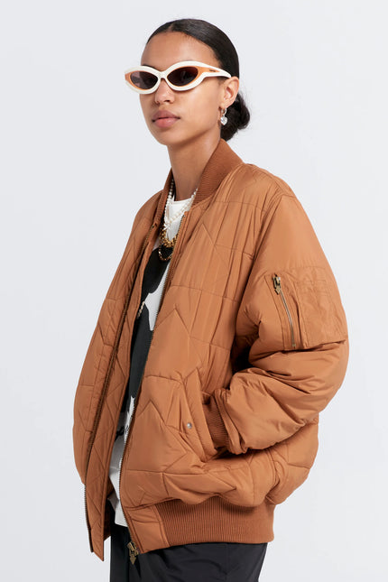 Karen Walker Quilted Bomber Jacket - Dark Tan