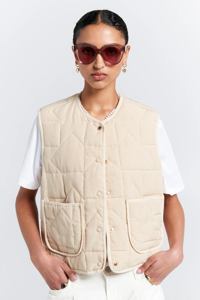Karen Walker Quilted Drift Vest - Natural
