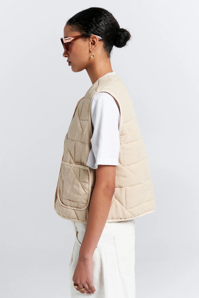 Karen Walker Quilted Drift Vest - Natural