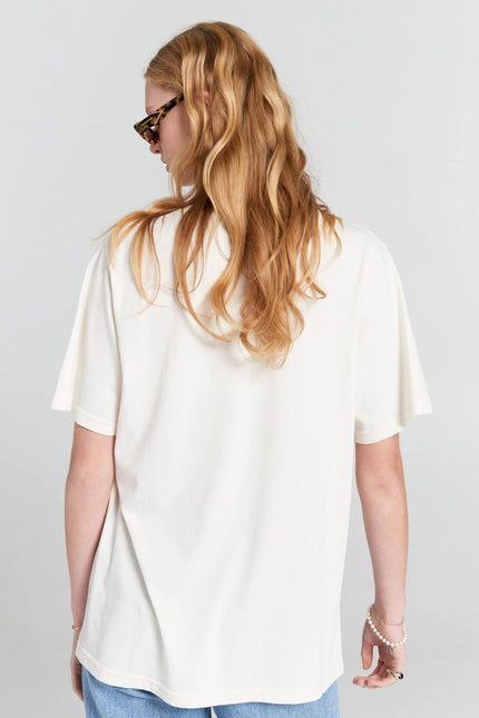 Karen Walker Embroidered Runaway Girl Classic Organic Cotton T-Shirt - Ecru **RESTOCKED**