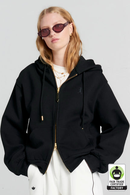 Karen Walker Runaway Girl Cropped Oversized Hoodie - Black