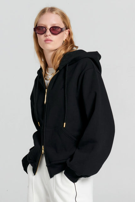 Karen Walker Runaway Girl Cropped Oversized Hoodie - Black