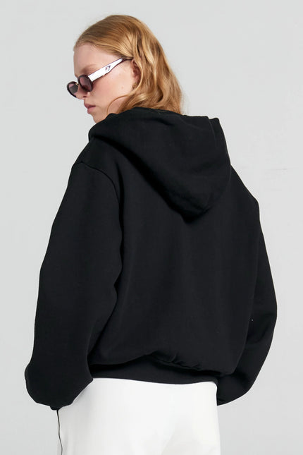 Karen Walker Runaway Girl Cropped Oversized Hoodie - Black