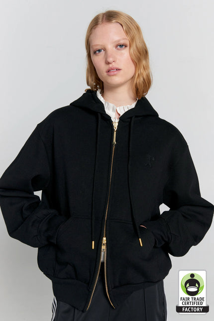 Karen Walker Runaway Scrawl Cropped Oversized Hoodie - Black