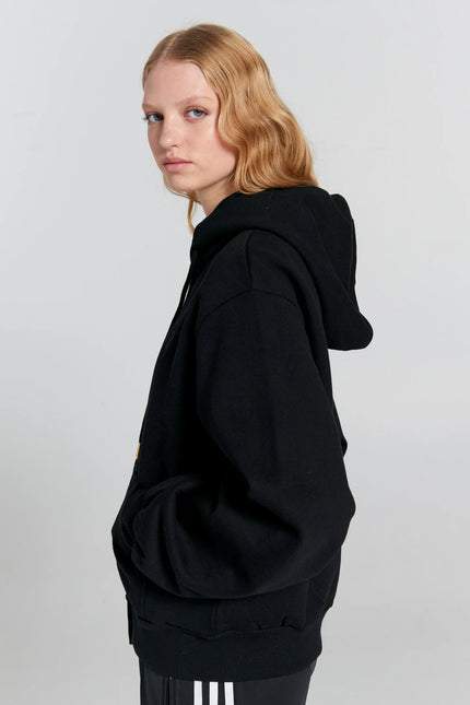 Karen Walker Runaway Scrawl Cropped Oversized Hoodie - Black