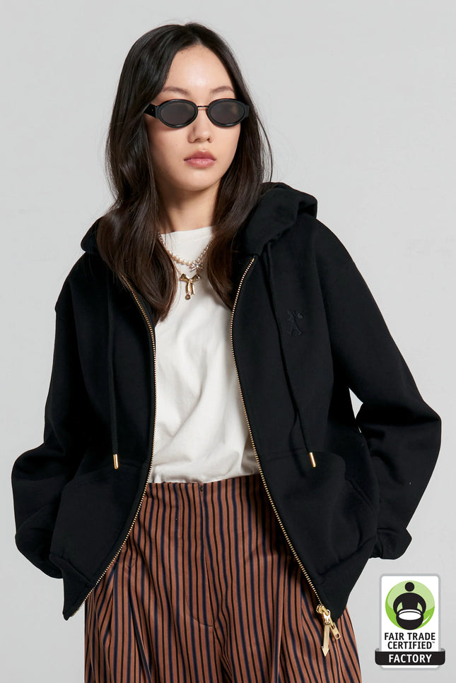 Karen Walker Runaway College Cropped Oversized Hoodie - Black
