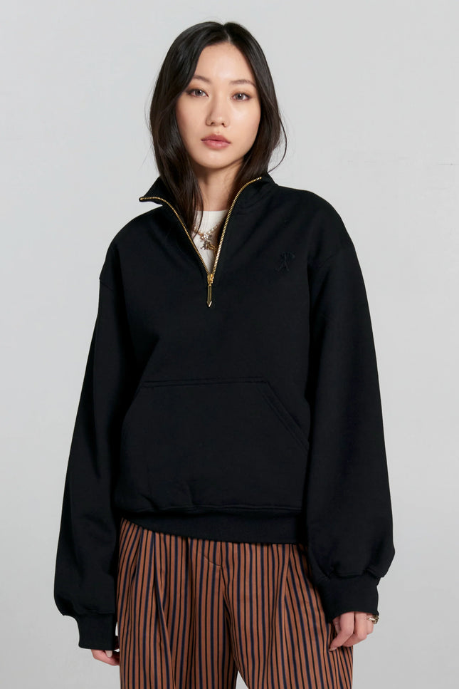 Karen Walker Runaway Scrawl Zip-Up Sweatshirt - Black