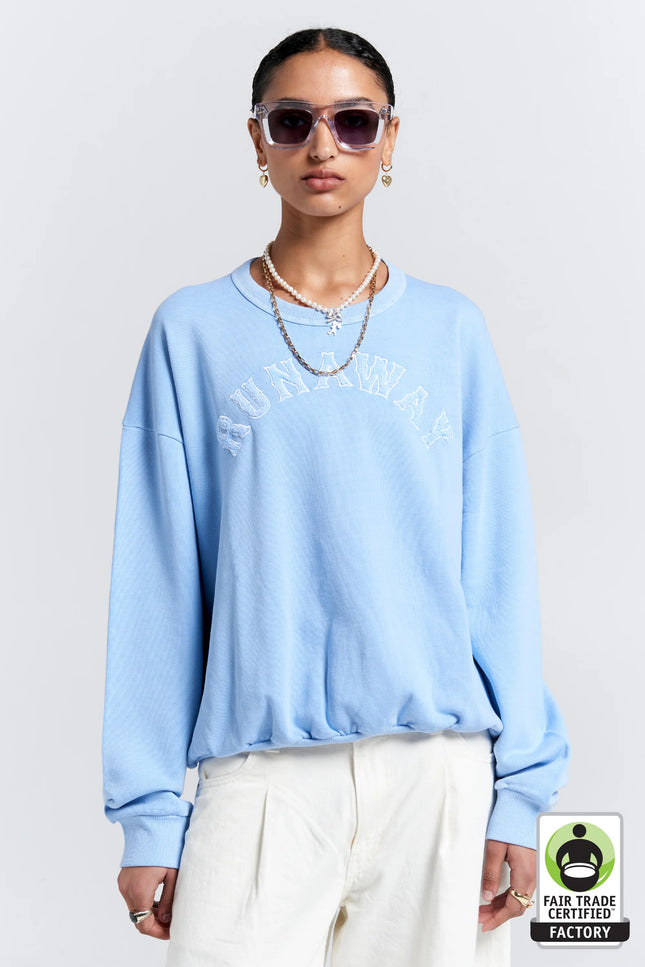 Karen Walker Runaway College Organic Cotton Crewneck Sweatshirt - Blue