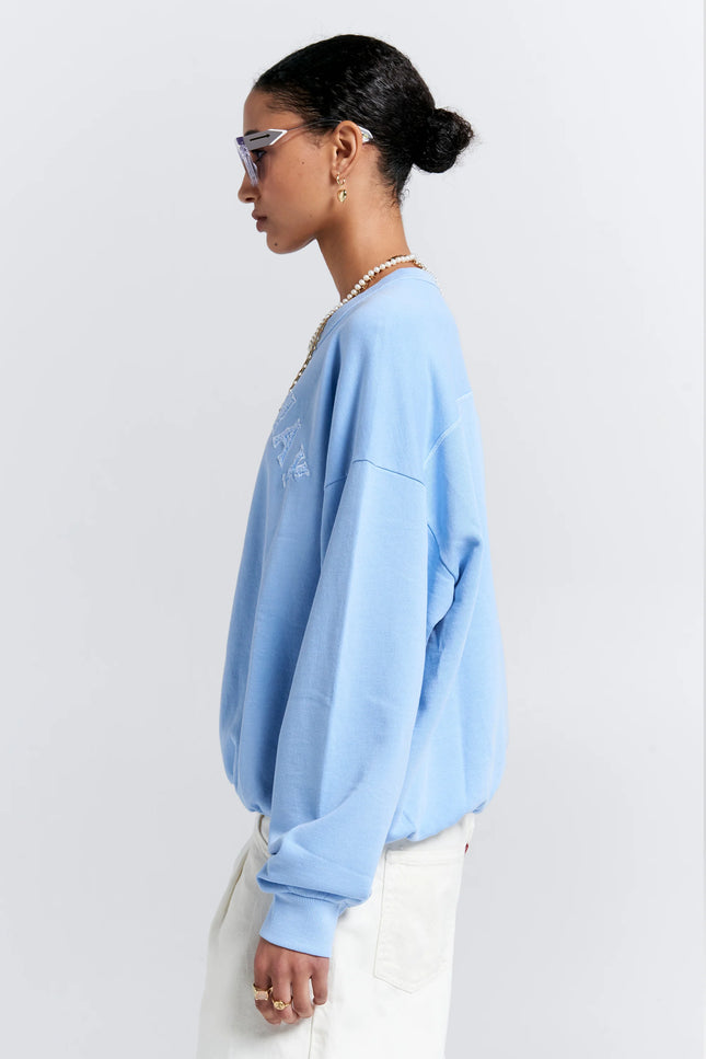 Karen Walker Runaway College Organic Cotton Crewneck Sweatshirt - Blue