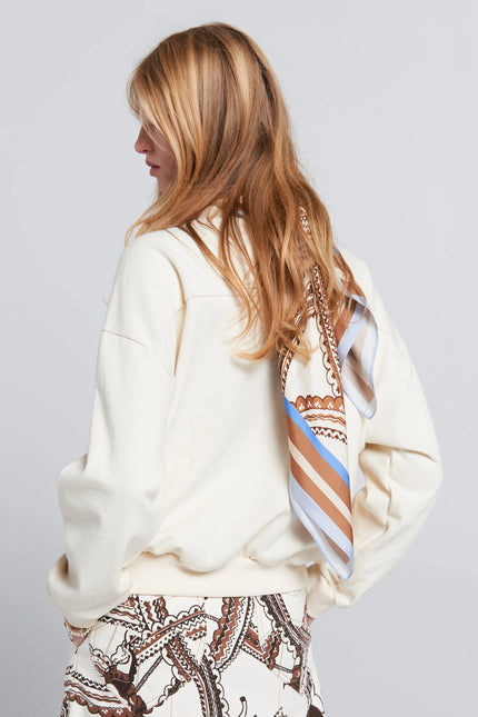 Karen Walker Runaway Carousel Organic Cotton Crewneck Sweatshirt - Ecru/Mocha