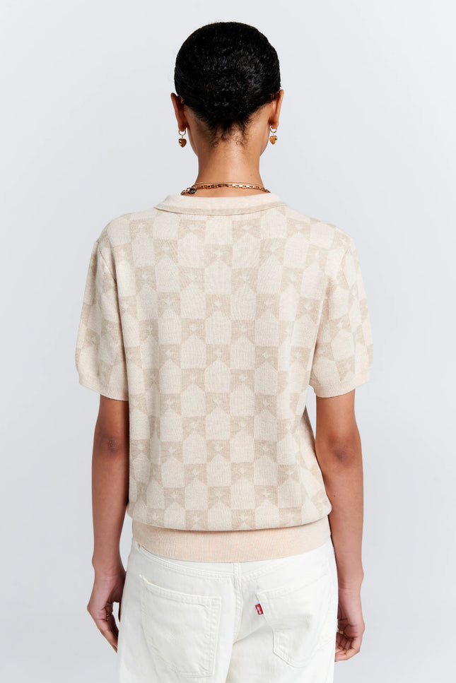 Karen Walker Monogram Knit Polo - Sand Multi