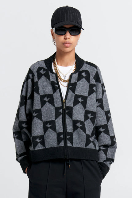 Karen Walker Monogram Knit Bomber - Black